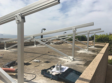 Sistema de montagem de lastro de telhado plano, Emirados Árabes Unidos